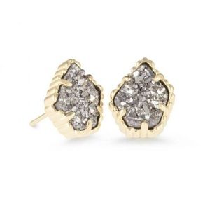 Kendra Scott Tessa Gold Stud Earrings in Platinum Drusy